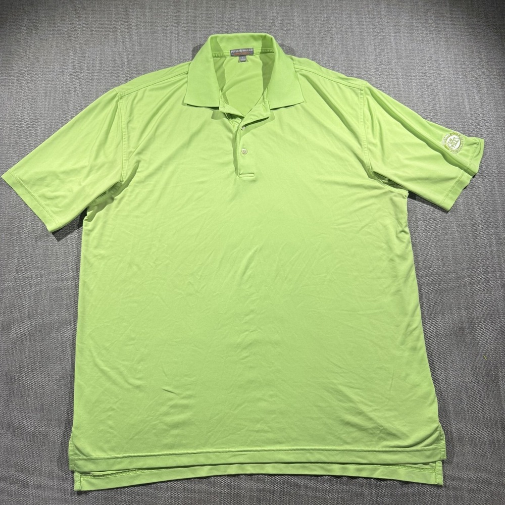 Peter Millar Golf Polo Shirt Mens Large Green Summer Comfort The Hills CC‎